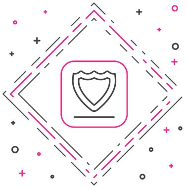 Beyaz arkaplanda çizgi kalkanı simgesi izole edildi. Gardiyan. Güvenlik, güvenlik, koruma, gizlilik kavramı. Renkli taslak konsepti. Vektör