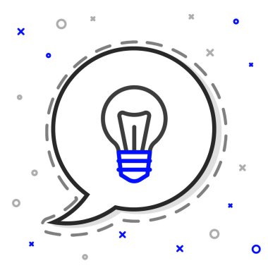 Beyaz arkaplanda izole edilmiş fikir simgesi konseptine sahip çizgi lambası. Enerji ve fikir sembolü. İlham konsepti. Renkli taslak konsepti. Vektör