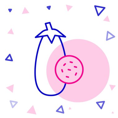 Patlıcan çizgi simgesi beyaz arkaplanda izole edildi. Renkli taslak konsepti. Vektör