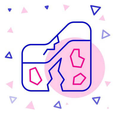 Çizgi Jeolojik fay simgesi beyaz arkaplanda izole edildi. Yapısal jeoloji. Renkli taslak konsepti. Vektör