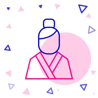 Geleneksel kıyafet ikonu giymiş Çinli kadın beyaz arka planda izole edilmiş. Asyalı kız. Renkli taslak konsepti. Vektör