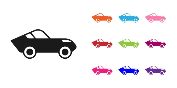 Icono Coche Negro Aislado Sobre Fondo Blanco Establecer Iconos Colores — Vector de stock