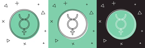 Set Ancien Symbole Astrologique Mercure Icône Isolée Sur Fond Blanc — Image vectorielle