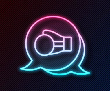 Parlayan neon hattı boks eldiveni simgesi siyah arkaplanda izole edildi. Vektör