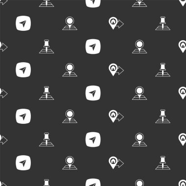 Evi, katlanmış harita konum işaretçisini, şehir navigasyonunu ve pürüzsüz deseni olan konumu ayarla. Vektör