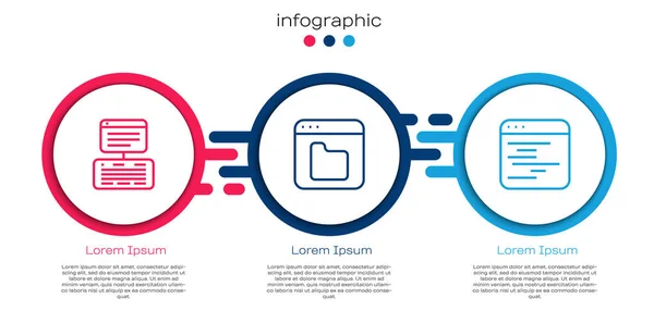 Setzen Sie Zeilenserver Daten Webhosting Browserdateien Und Software Geschäftsinfografische Vorlage — Stockvektor