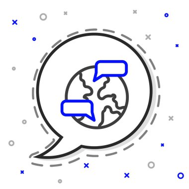 Çizgi Dünya Çizgisi simgesi beyaz arkaplanda izole edildi. Yerküreye iğnele. Renkli taslak konsepti. Vektör