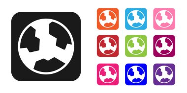 Beyaz arka planda izole edilmiş Kara Dünya ikonu. Dünya ya da Dünya işareti. Küresel internet sembolü. Geometrik şekiller. Simgeleri renklendirin. Vektör