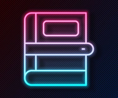 Parlayan neon çizgi Kitap simgesi siyah arkaplanda izole edildi. Vektör