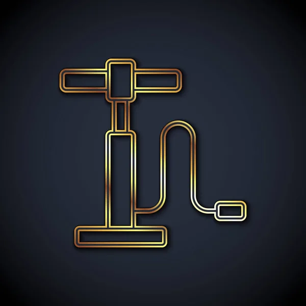 Gold Line Car Air Pump Icon Isolated Black Background Vector — Image vectorielle