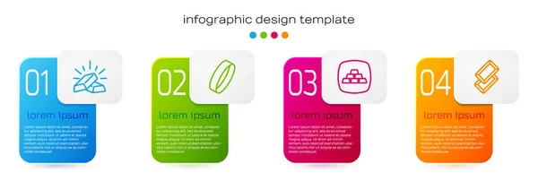 Impostare Linea Lingotti Oro Anello Modello Infografica Aziendale Vettore — Vettoriale Stock