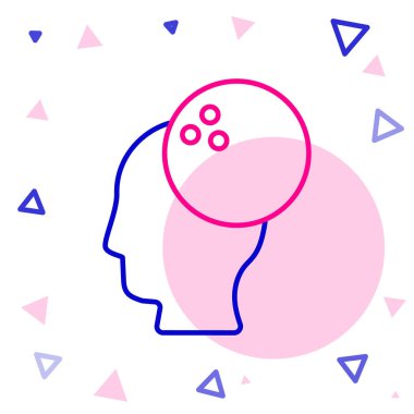 Çizgi bowling topu simgesi beyaz arkaplanda izole edildi. Spor malzemeleri. Renkli taslak konsepti. Vektör.