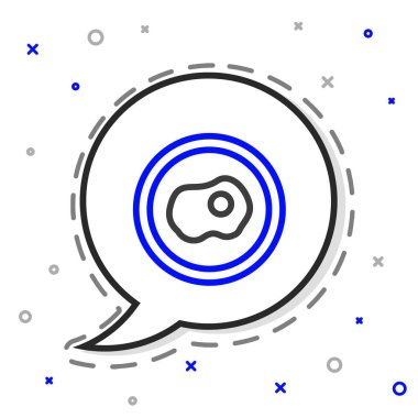 Hat çırpılmış yumurta simgesi beyaz arka planda izole edildi. Ev yemeği, sahanda yumurta, sağlıklı kahvaltı, omlet ikonu. Renkli taslak konsepti. Vektör.