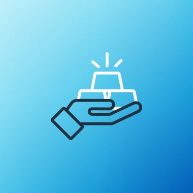 Hat Altın Çubukları simgesi mavi arkaplanda izole edildi. Bankacılık işi konsepti. Renkli taslak konsepti. Vektör.