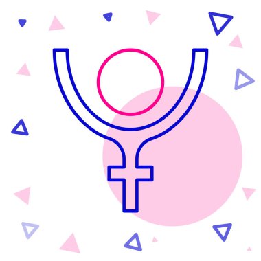 Beyaz arka planda izole edilmiş Plüton ikonunun Antik çizgisi astrolojik sembolü. Astroloji gezegeni. Zodiac ve astroloji işareti. Renkli taslak konsepti. Vektör.