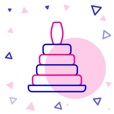 Çizgi Piramit oyuncak simgesi beyaz arkaplanda izole edildi. Renkli taslak konsepti. Vektör.