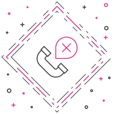 Hatlar reddedildi veya cevapsız arama simgesi beyaz arkaplanda izole edildi. Telefon ahizesi. Telefon işareti. Renkli taslak konsepti. Vektör.