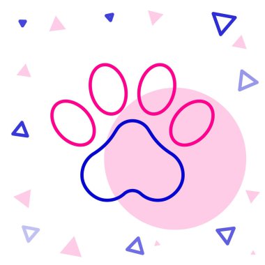 Çizgi Paw yazdırma simgesi beyaz arkaplanda izole edildi. Köpek ya da kedi pençesi izi. Hayvan izleri. Renkli taslak konsepti. Vektör.