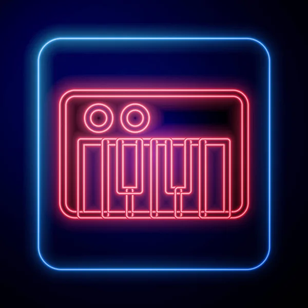 Gloeiende Neon Music Synthesizer Icoon Geïsoleerd Zwarte Achtergrond Elektronische Piano — Stockvector