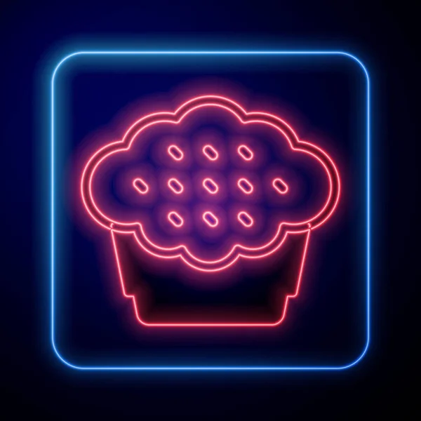 Leuchtende Neon Muffin Symbol Isoliert Auf Schwarzem Hintergrund Vektor — Stockvektor