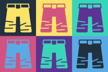 Pop art Wide pants icon isolated on color background. Trousers sign. Vector.