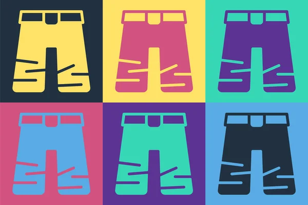 Pop Art Ευρεία Εικονίδιο Παντελόνι Απομονώνονται Φόντο Χρώμα Πινακίδες Υπογράφουν — Διανυσματικό Αρχείο