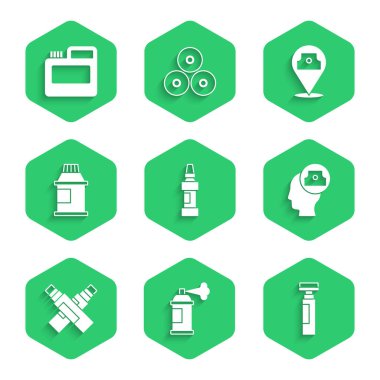 İşaretleyici boya spreyi sprey sprey sprey sprey başlık boyası gouache kavanoz boyası ve simge ayarla. Vektör.