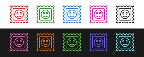 Set Line Lsd Acid Mark Icon Isolated Black White Background — Stock Vector