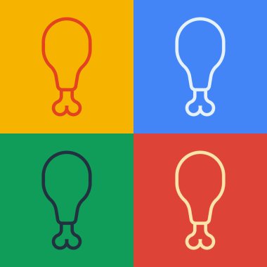 Popüler sanat çizgisi tavuk budu ikonu renk arkaplanda izole edildi. Tavuk budu. Vektör.