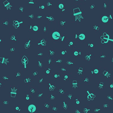 Ormanı, saksıdaki bitkiyi ve çiçek ağacının dalını pürüzsüz bir kalıba sokun. Vektör.