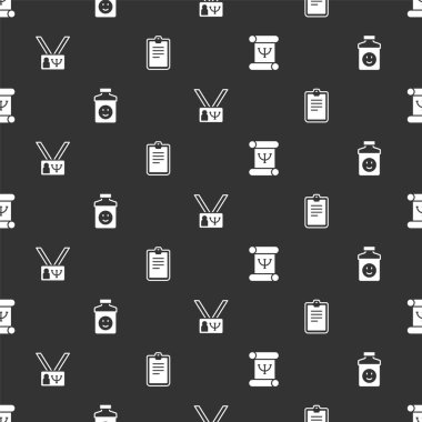 Psikoloji kitabı antidepresanlar ve psikolojik testleri kusursuz kalıplar üzerine kurun. Vektör.