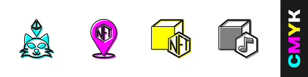 Set Nft Digital Crypto Art Icon Vector — Stockvektor