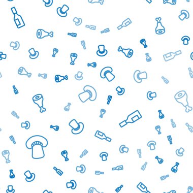 Mantar sosu ve tavuk bacağını pürüzsüz kalıba sokun. Vektör.