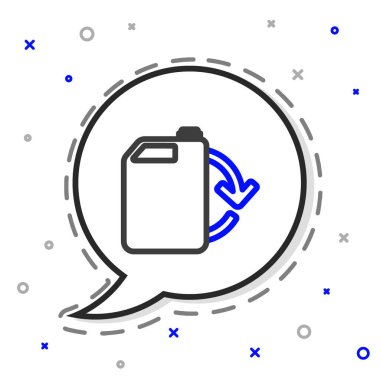 Beyaz arka planda Eko yakıt kutusu simgesi izole edildi. Çevre biyolojisi ve namlusu. Yeşil çevre ve geri dönüşüm. Renkli taslak konsepti. Vektör İllüstrasyonu.