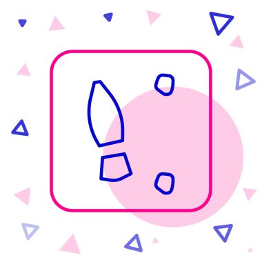 Beyaz arka planda izole edilmiş çizgi insan ayak izi ayakkabı ikonu. Ayakkabı tabanı. Renkli taslak konsepti. Vektör.