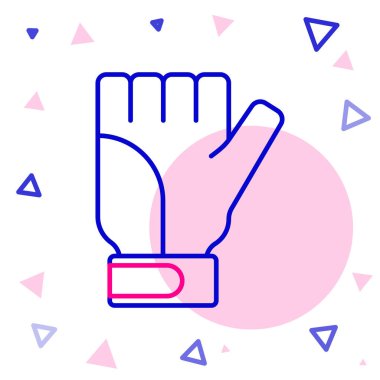 Çizgi Eldivenleri simgesi beyaz arkaplanda izole edildi. Olağanüstü bir spor. Spor malzemeleri. Renkli taslak konsepti. Vektör.