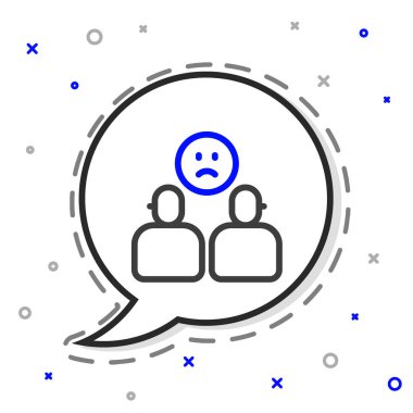 Beyaz arkaplanda izole edilmiş çizgi karışık ilişki simgesi. İletişim kötü. İş arkadaşlığı karmaşık bir ilişki. Renkli taslak konsepti. Vektör.