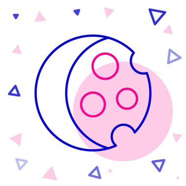 Güneş ikonunun çizgi tutulması beyaz arkaplanda izole edildi. Tam sonar tutulması. Renkli taslak konsepti. Vektör.