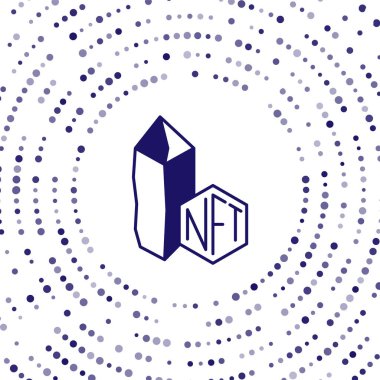 Mavi NFT Dijital Şifreleme Sanatı simgesi beyaz arkaplanda izole edildi. Para iadesi olmayan jeton. Soyut çember rastgele noktalar. Vektör.