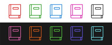 Çizgi Bilim Kitabı simgesini siyah beyaz arkaplanda izole et. Vektör.