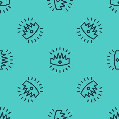 Siyah çizgi Kral ikonu yeşil arka planda kusursuz deseni izole etti. Vektör.