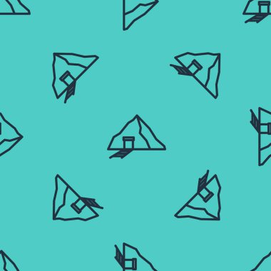 Siyah çizgi altın madeni ikonu yeşil arka planda izole edilmiş pürüzsüz desen. Vektör.