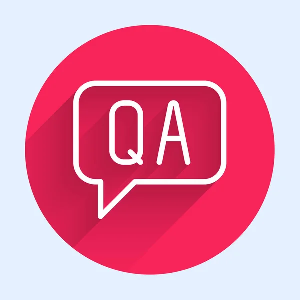 White Line Speech Bubbles Question Answer Icon Isolated Long Shadow — Archivo Imágenes Vectoriales