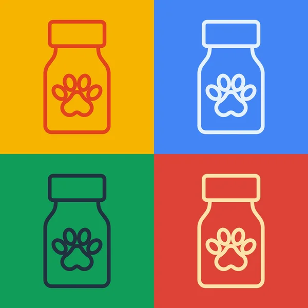Pop Art Line Lekarska Butelka Ikona Pigułki Izolowane Tle Koloru — Wektor stockowy