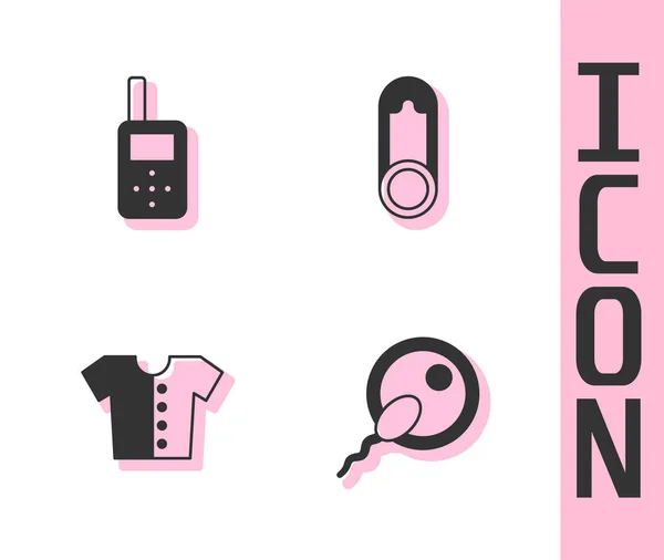Set Sperm Baby Monitor Walkie Talkie Shirt Clothes Pin Icon — Stock Vector