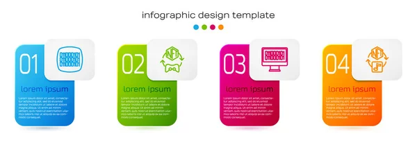 Definir Linha Código Binário Nft Digital Crypto Art Modelo Infográfico — Vetor de Stock