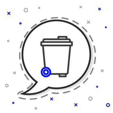 Çöp kutusu simgesi beyaz arkaplanda izole edildi. Çöp kutusu tabelası. Sepet simgesini geri dönüştür. Ofis çöpü ikonu. Renkli taslak konsepti. Vektör.