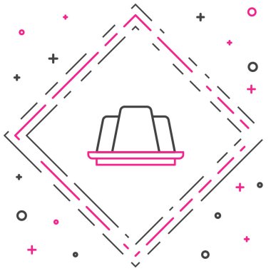 Beyaz arkaplanda çizgi jöleli pasta ikonu izole edildi. Jöleli puding. Renkli taslak konsepti. Vektör.