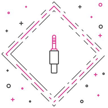 Satır Ses Jack simgesi beyaz arkaplanda izole edildi. Bağlantı ses ekipmanları için ses kablosu. Fiş kablosu. Müzik aleti. Renkli taslak konsepti. Vektör.