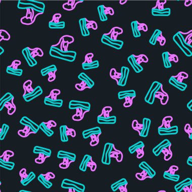 Çizgi tsunami simgesi siyah arkaplanda kusursuz desen izole etti. Sel felaketi. Deniz kenarında fırtınalı bir hava, okyanus veya deniz dalgası veya tsunami. Vektör.